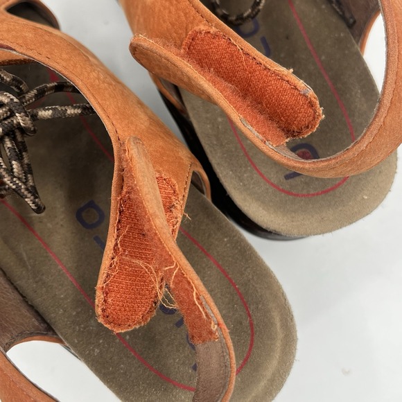 Bionica Women's Ghillie Sirus Wedge Leather Sandals Size 9.5 Orange Cognac - Picture 11 of 12